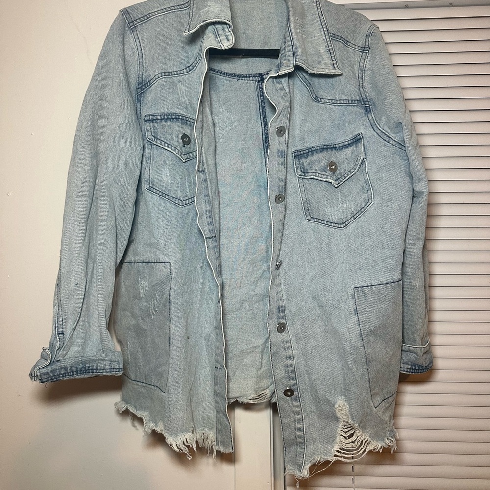 Light Blue Distressed Denim Jacket